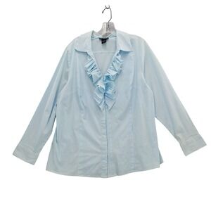 Lane Bryant Ruffle‎ Blouse Striped Button Down Long Sleeve Top Plus Size 18